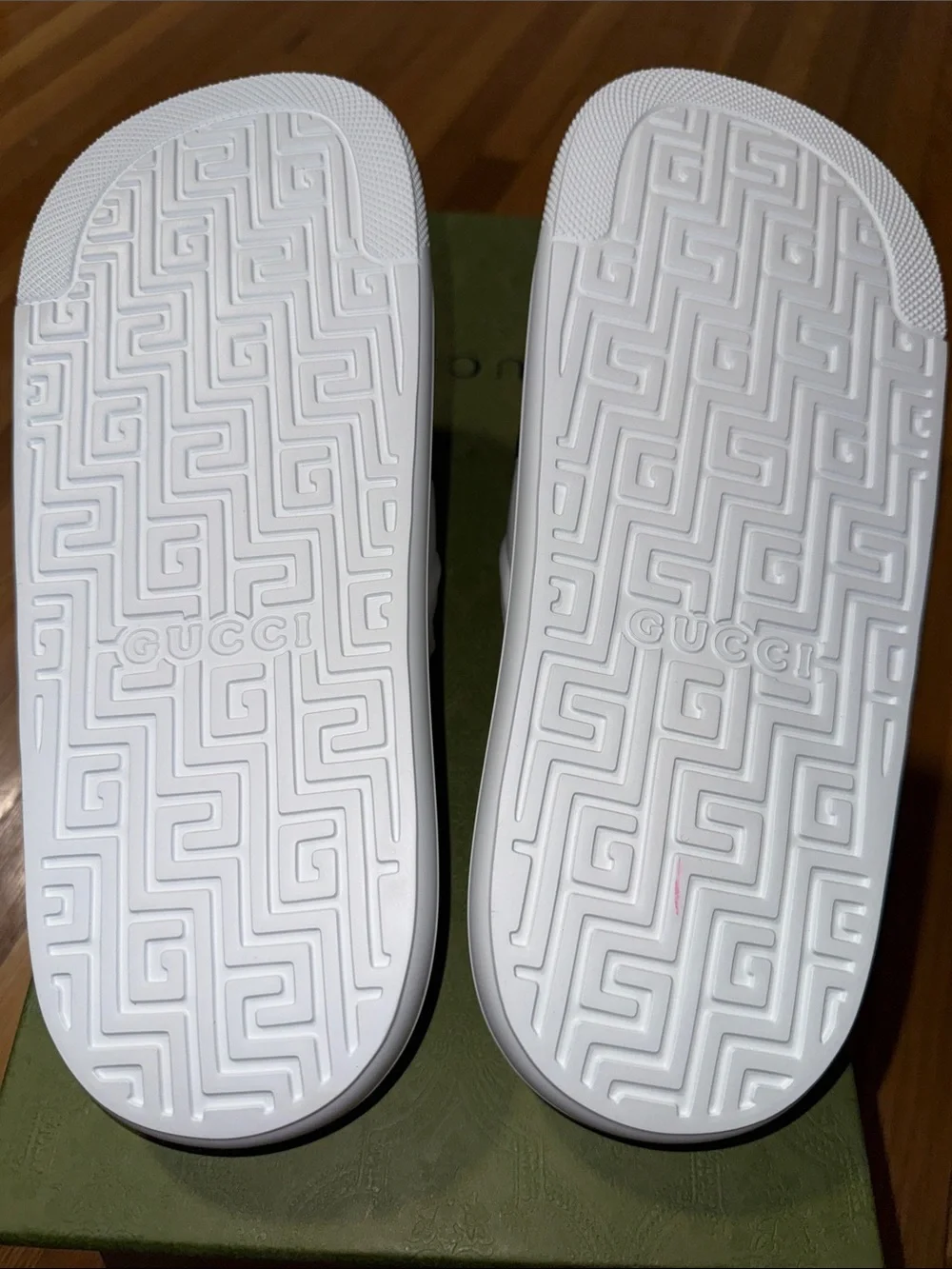 Gucci White Slides with Green & Red Stripes